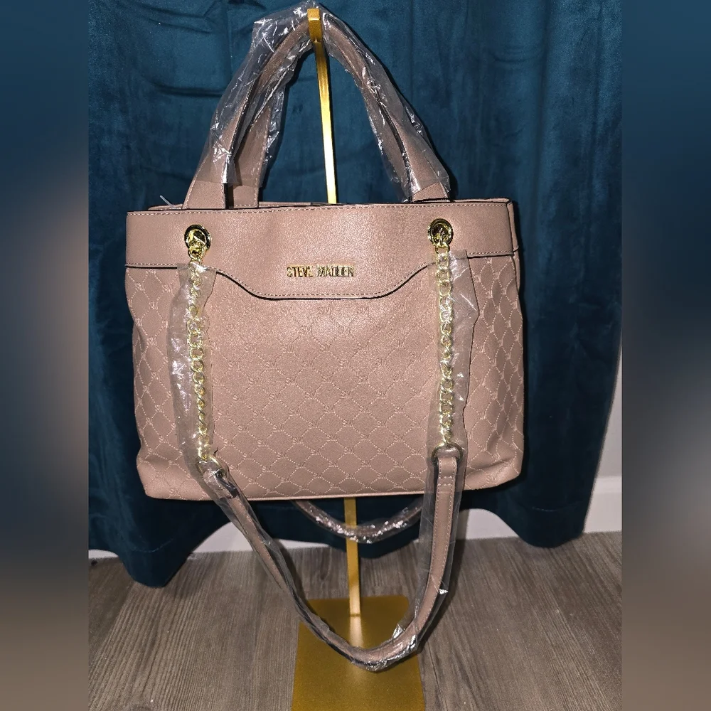 Steve Madden‎ Bliza Tan Quilted Women's Purse Multi Handles Strap Options